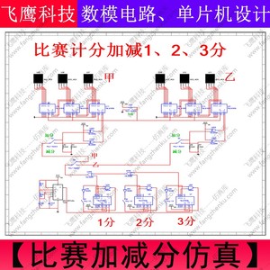 篮球比赛计分器牌加减123分数字电路仿真multisim